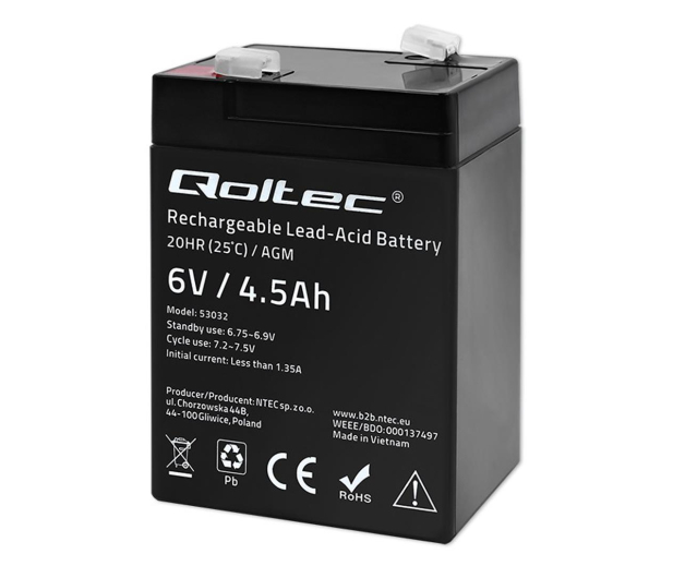 Qoltec Akumulator AGM 6V 4.5Ah LongLife - 1257478 - zdjęcie 2